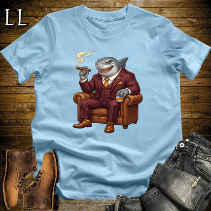 Cigar Lounge Megalodon T-Shirt Light Blue | Shark Cigar Gift
