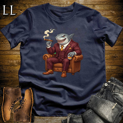 Cigar Lounge Megalodon T-Shirt Navy | Shark Cigar Gift