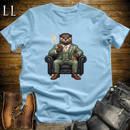Cigar Lounge Otter T-Shirt Light Blue | Animal Cigar Gift
