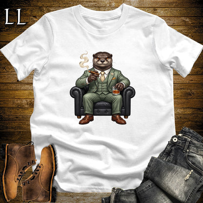 Cigar Lounge Otter T-Shirt White | Animal Cigar Gift