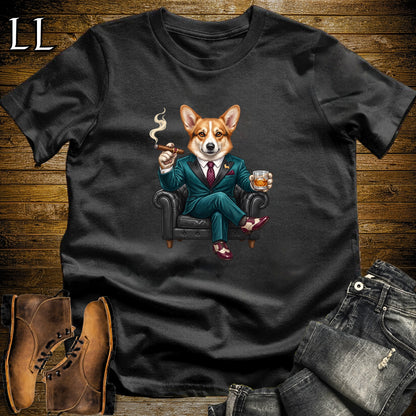 Cigar Lounge Pembroke Welsh Corgi T-Shirt Black | Dog Cigar Gift