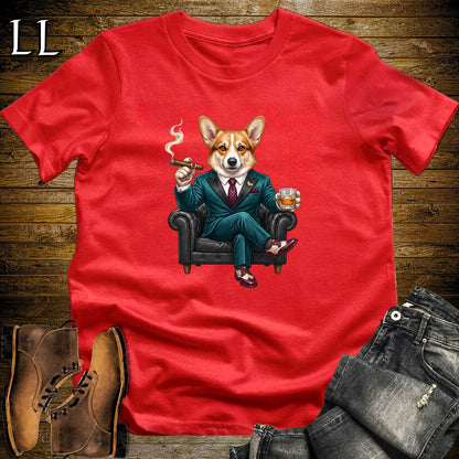 Cigar Lounge Pembroke Welsh Corgi T-Shirt Red | Dog Cigar Gift