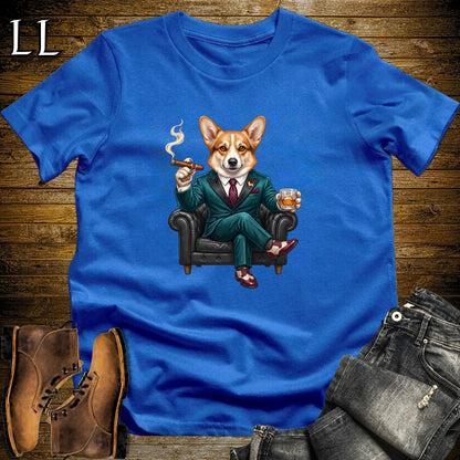 Cigar Lounge Pembroke Welsh Corgi T-Shirt Royal Blue | Dog Cigar Gift