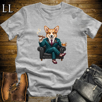 Cigar Lounge Pembroke Welsh Corgi T-Shirt Sport Grey | Dog Cigar Gift
