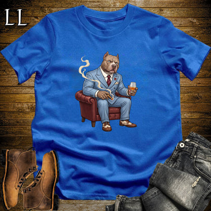 Cigar Lounge Pit Bull T-Shirt Royal Blue | Dog Lover Cigar Gift