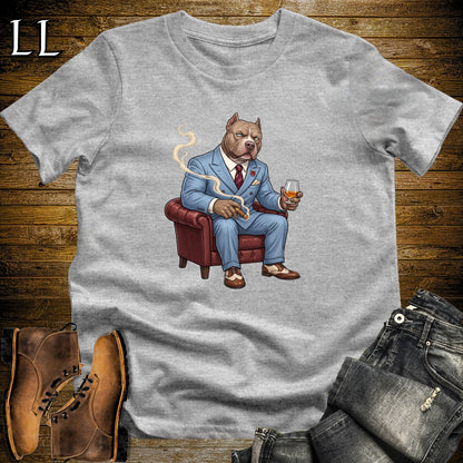 Cigar Lounge Pit Bull T-Shirt Sport Grey | Dog Lover Cigar Gift