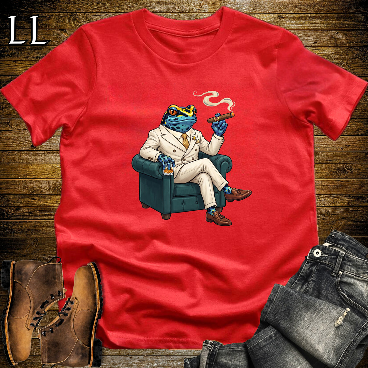 Cigar Lounge Poison Dart Frog T-Shirt Red | Frog Cigar Gift