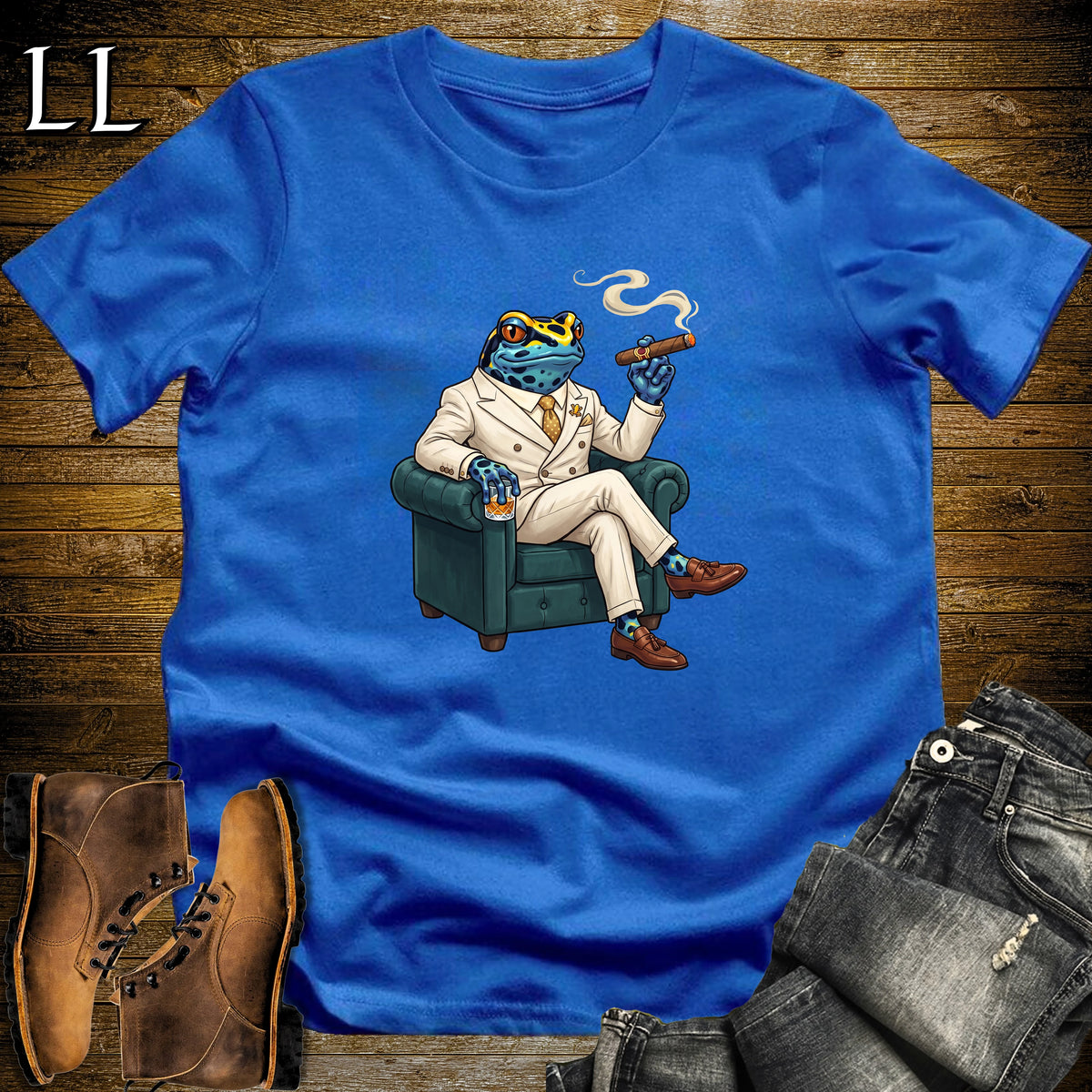 Cigar Lounge Poison Dart Frog T-Shirt Royal Blue | Frog Cigar Gift