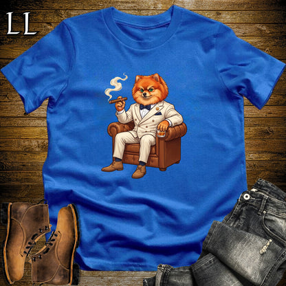 Cigar Lounge Pomeranian T-Shirt Royal Blue | Dog Lover Cigar Gift