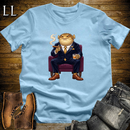 Cigar Lounge Pufferfish T-Shirt Light Blue | Beach Cigar Gift