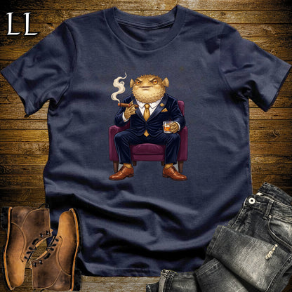 Cigar Lounge Pufferfish T-Shirt Navy | Beach Cigar Gift