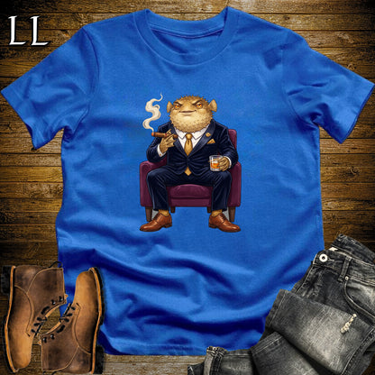 Cigar Lounge Pufferfish T-Shirt Royal Blue | Beach Cigar Gift