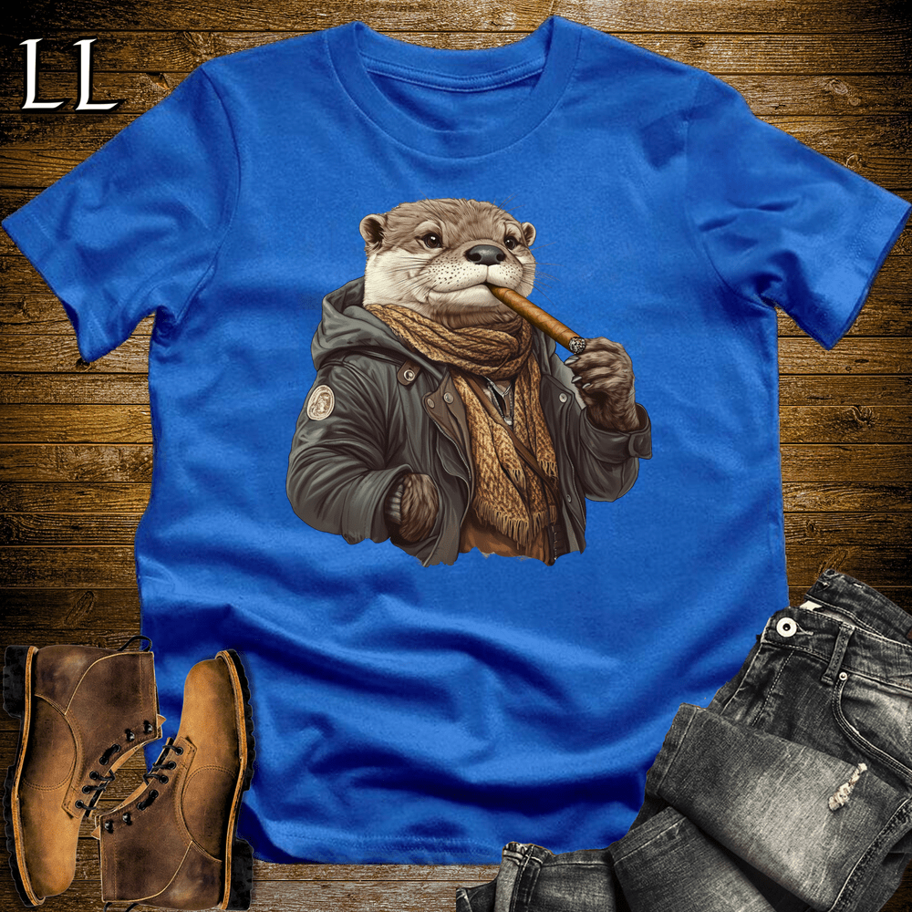 Cigar Otter Shirt Royal | Funny Animal Cigar Graphic Tee