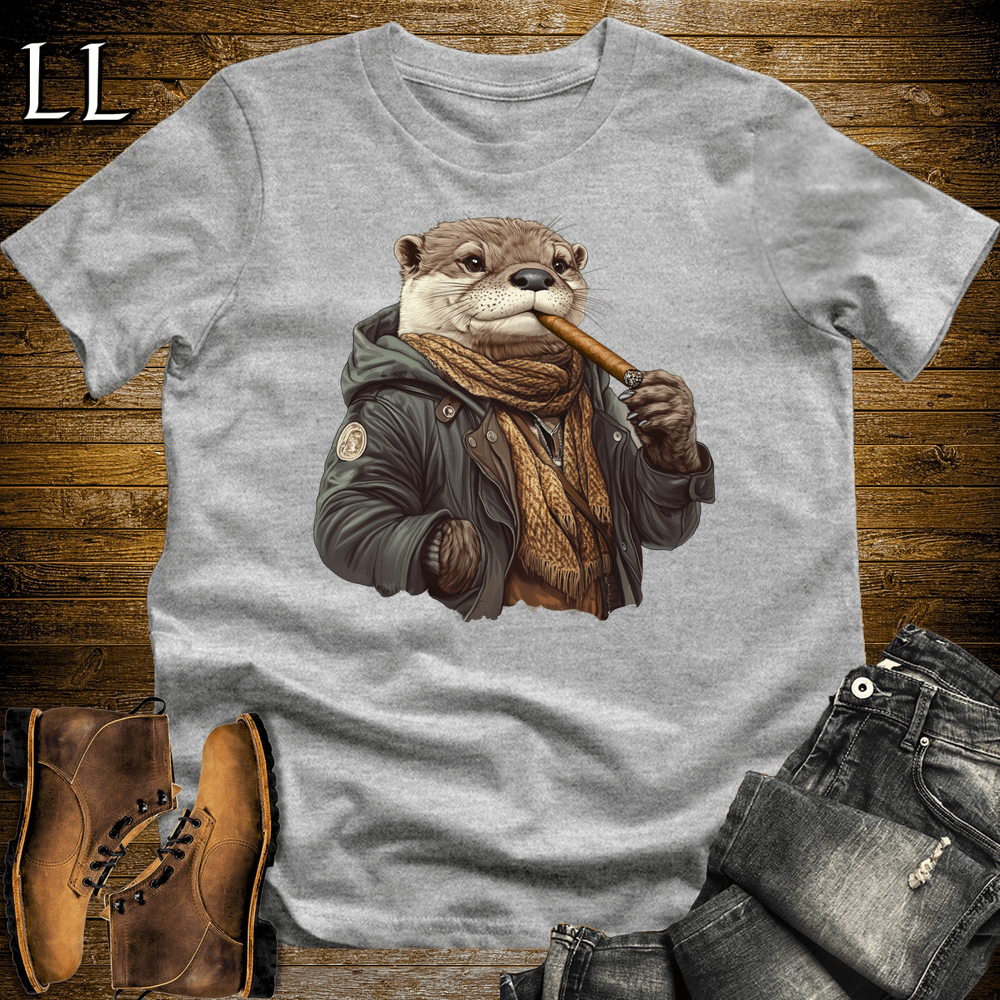 Cigar Otter Shirt Sport Grey | Funny Animal Cigar Graphic Tee