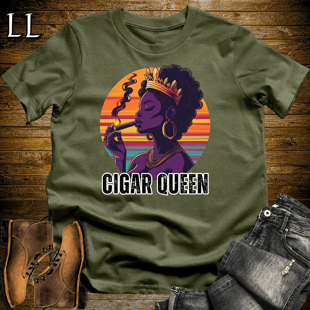 Cigar Queen Softstyle T-Shirt Military Green | Cigar Lover Gift For Her
