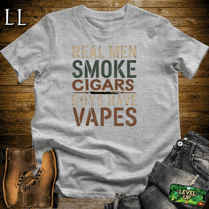 "Real Men Smoke Cigars" bold statement cigar tee in Sport Grey — by Legacy Layers