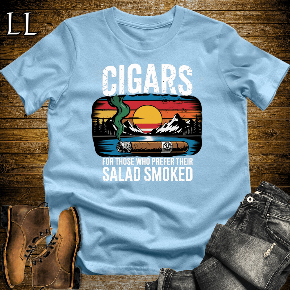 Cigar Salad Smoked Softstyle T-Shirt Light Blue | Funny Cigar Lover Tee