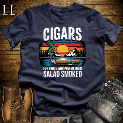 Cigar Salad Smoked Softstyle T-Shirt Navy | Funny Cigar Lover Tee