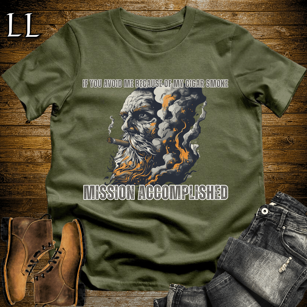 Cigar Smoke Avoid Me Softstyle T-Shirt Military Green | Funny Cigar Lover Tee