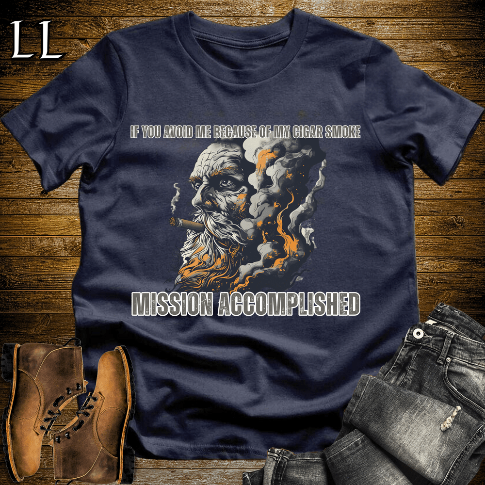 Cigar Smoke Avoid Me Softstyle T-Shirt Navy | Funny Cigar Lover Tee
