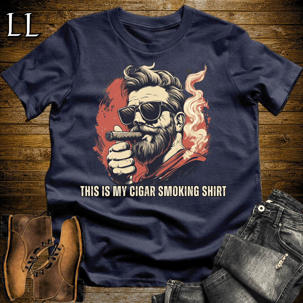 Cigar Smoking Shirt Softstyle T-Shirt Navy | Cigar Lover Gift Graphic Tee