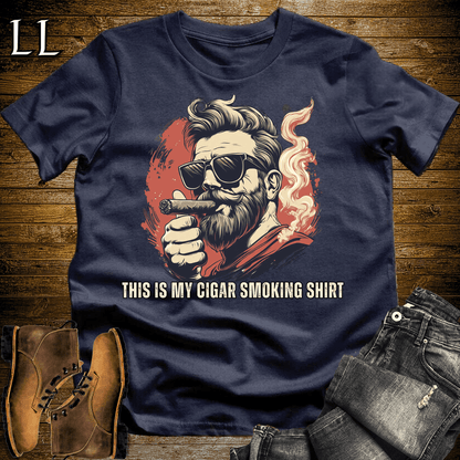 Cigar Smoking Shirt Softstyle T-Shirt Navy | Cigar Lover Gift Graphic Tee