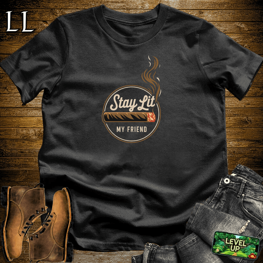 "Stay Lit My Friend" cigar quote graphic tee in Black — by Legacy Layers