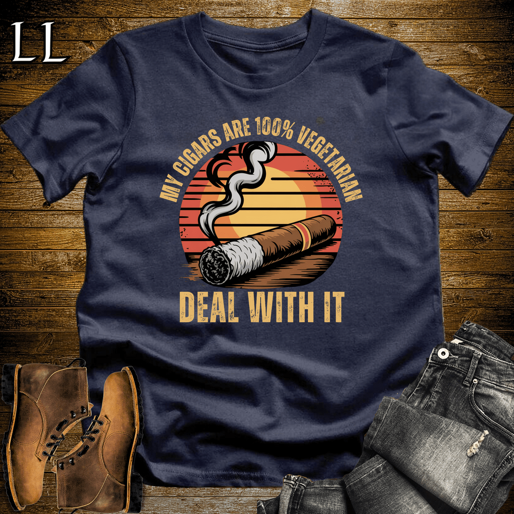 Cigar Vegetarian Softstyle T-Shirt Navy | Funny Cigar Tee