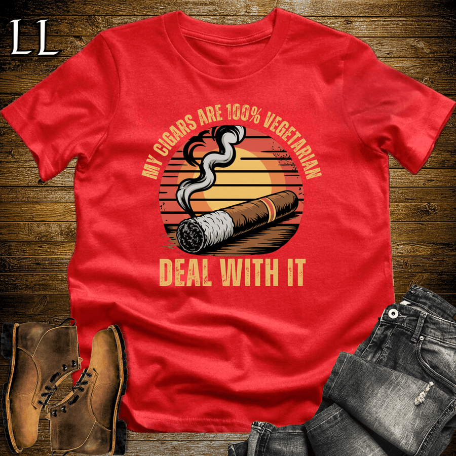 Cigar Vegetarian Softstyle T-Shirt Red | Funny Cigar Tee