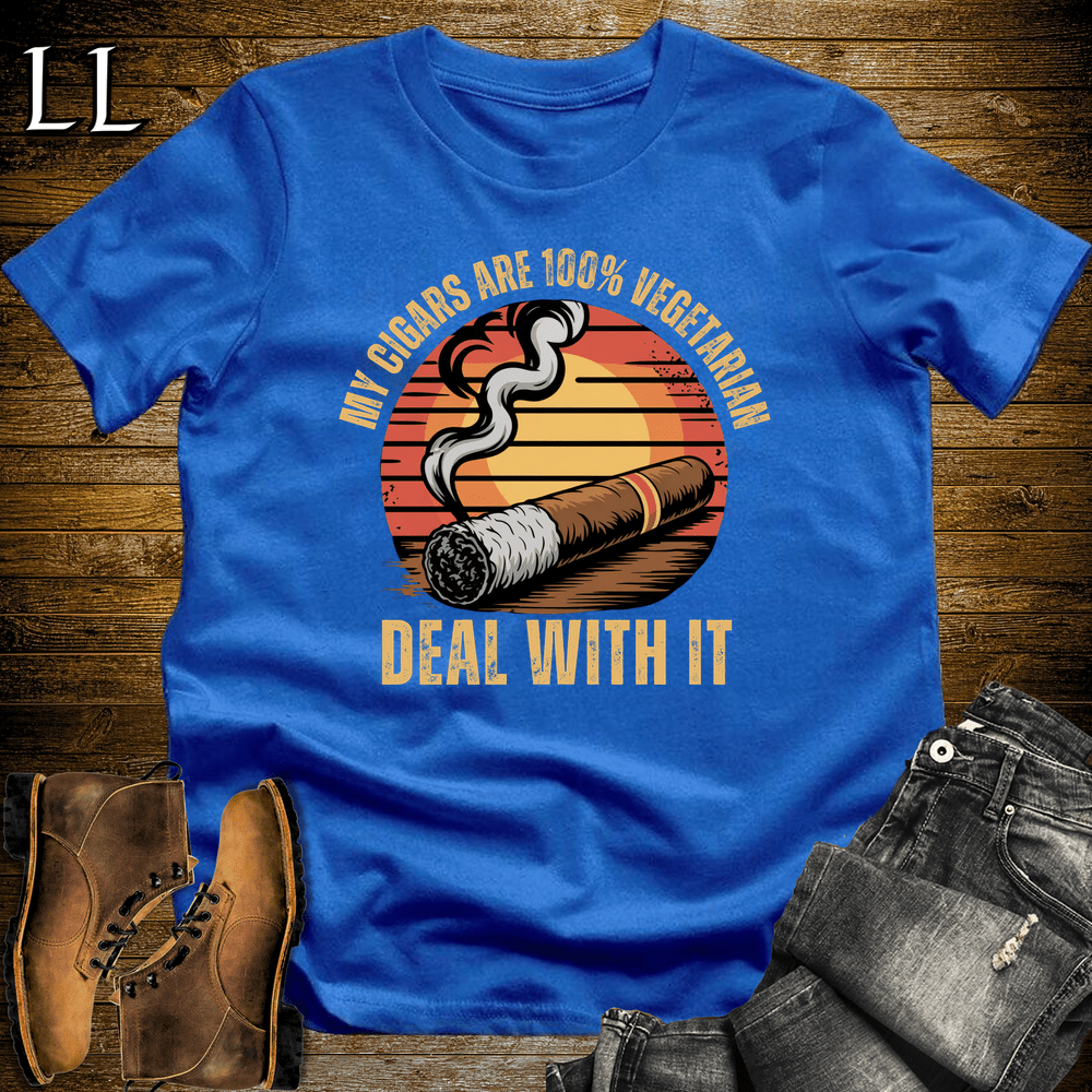 Cigar Vegetarian Softstyle T-Shirt Royal Blue | Funny Cigar Tee