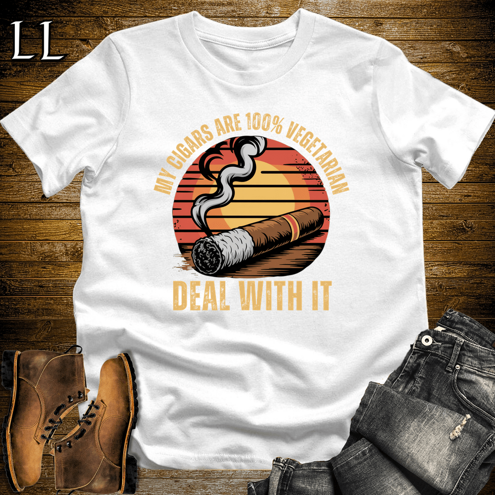 Cigar Vegetarian Softstyle T-Shirt White | Funny Cigar Tee
