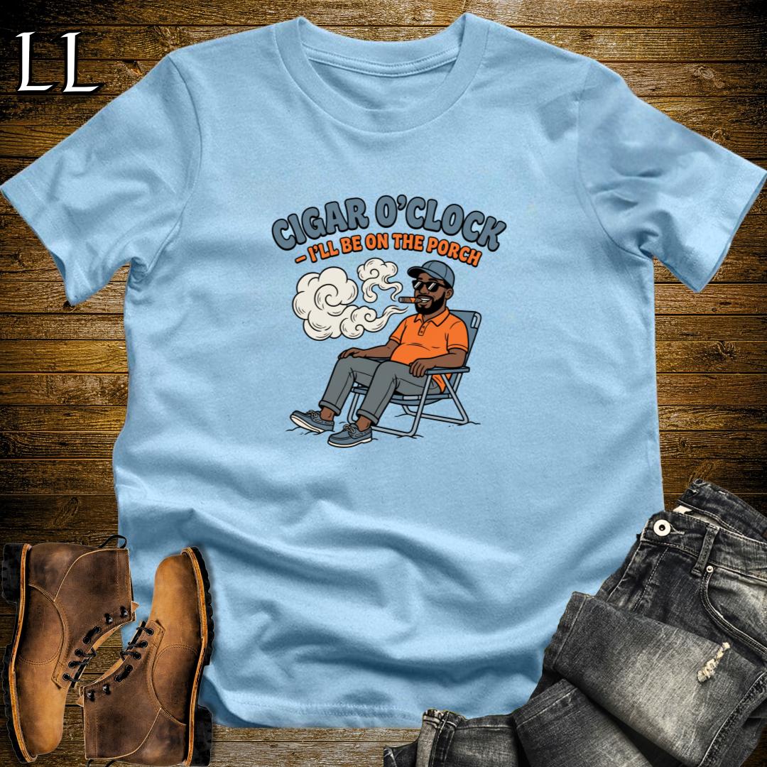 Cigar O Clock 1 T-Shirt Light Blue | Funny Cigar Lover Tee