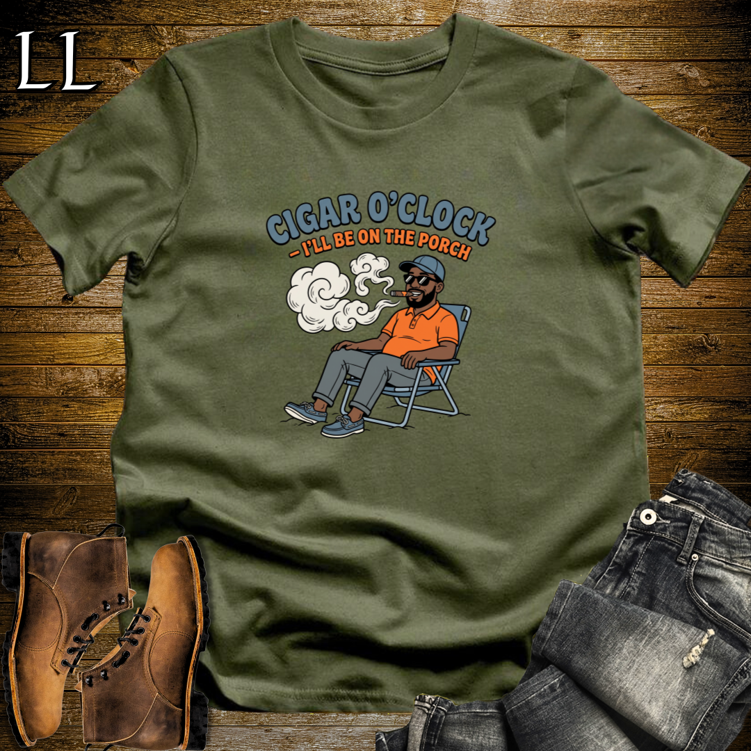 Cigar O Clock 1 T-Shirt Military Green | Funny Cigar Lover Tee