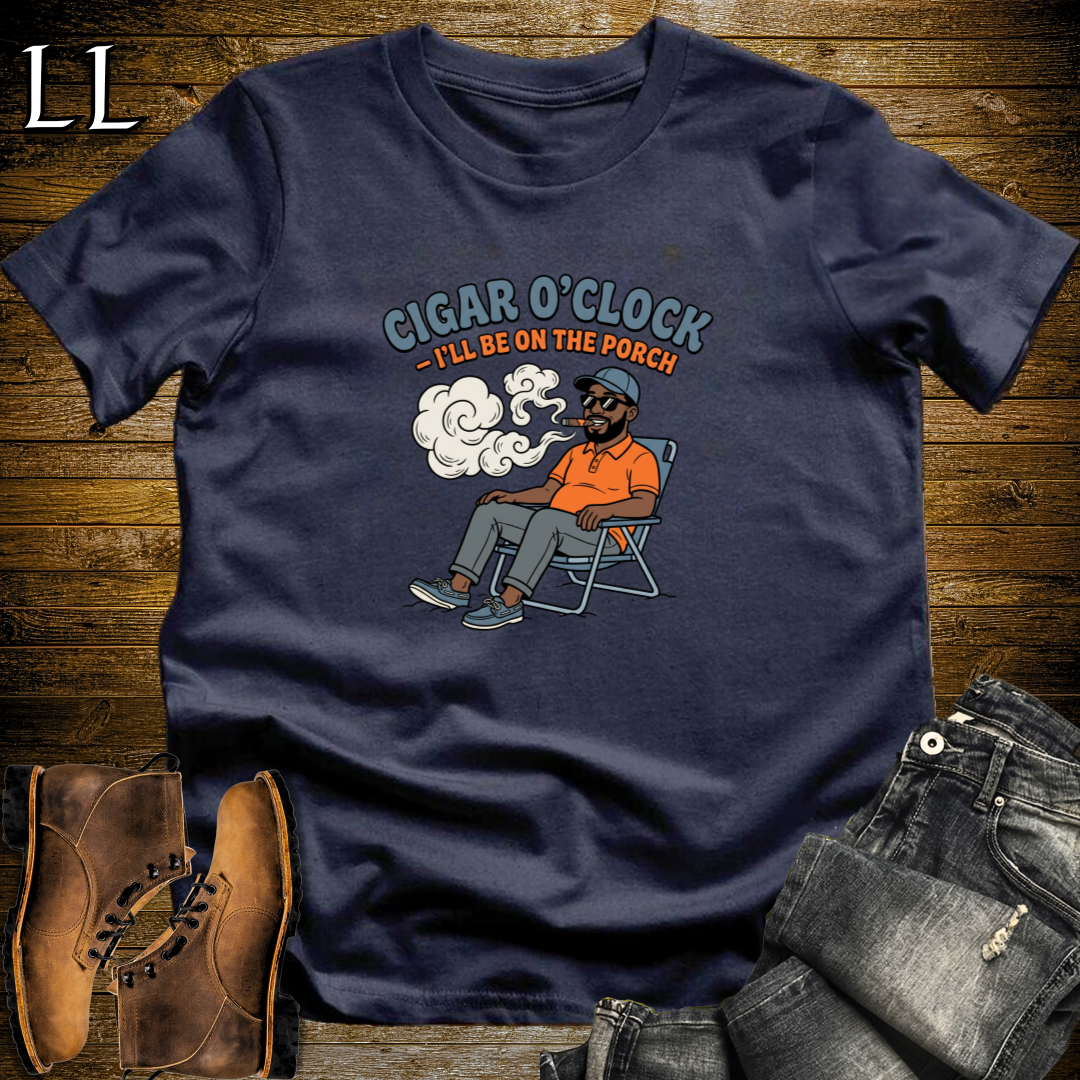 Cigar O Clock 1 T-Shirt Navy | Funny Cigar Lover Tee