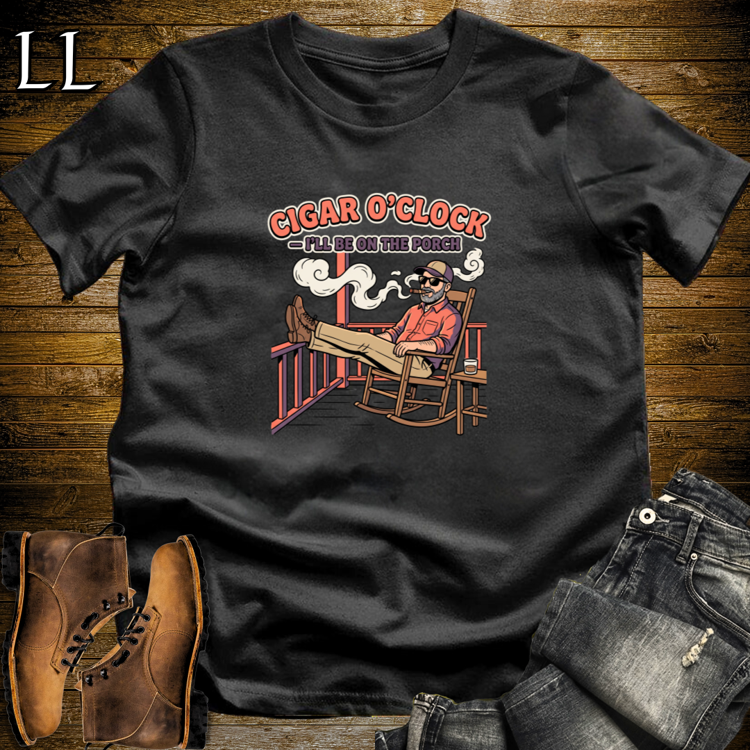 Cigar O Clock 2 T-Shirt Black | Funny Cigar Gift Shirt