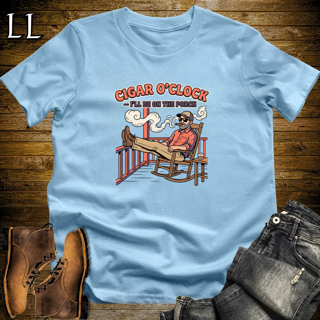 Cigar O Clock 2 T-Shirt Light Blue | Funny Cigar Gift Shirt