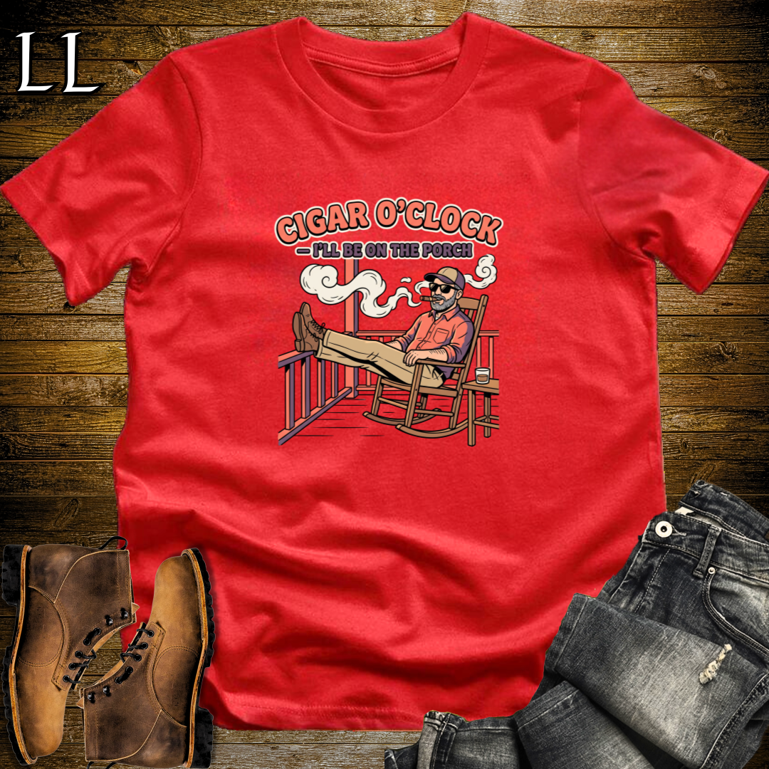 Cigar O Clock 2 T-Shirt Red | Funny Cigar Gift Shirt