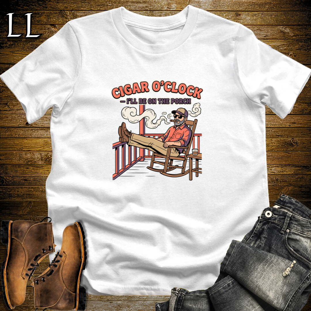 Cigar O Clock 2 T-Shirt White | Funny Cigar Gift Shirt