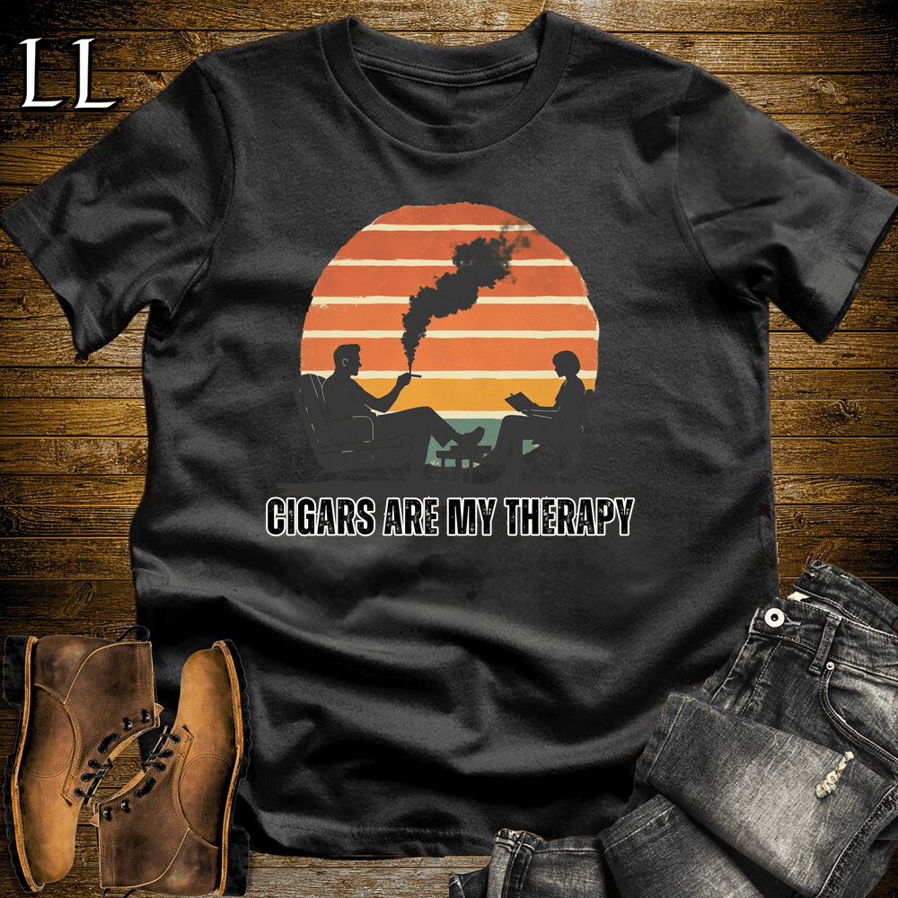 Cigars Are My Therapy Shirt Black | Funny Cigar Lover Tee