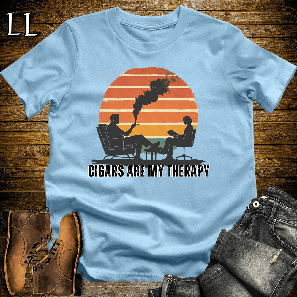 Cigars Are My Therapy Shirt Light Blue | Funny Cigar Lover Tee