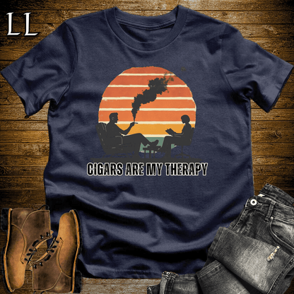 Cigars Are My Therapy Shirt Navy | Funny Cigar Lover Tee