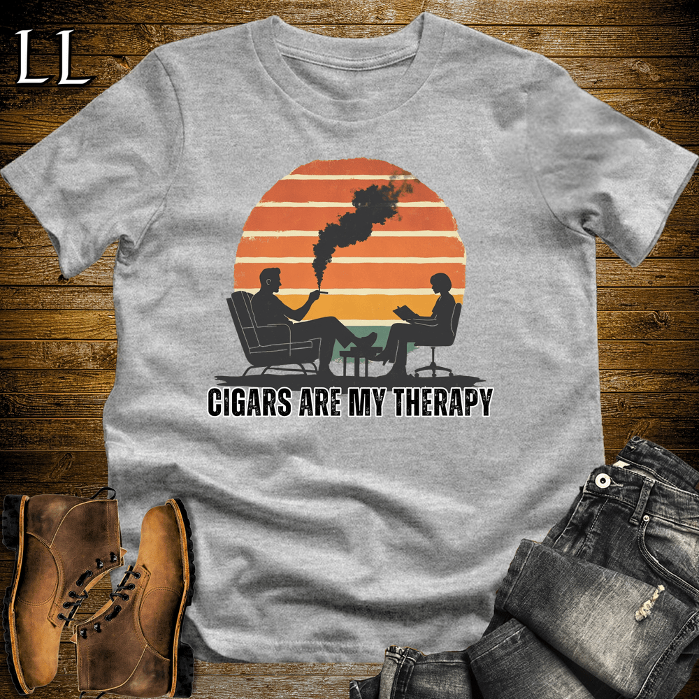 Cigars Are My Therapy Shirt Sport Grey | Funny Cigar Lover Tee