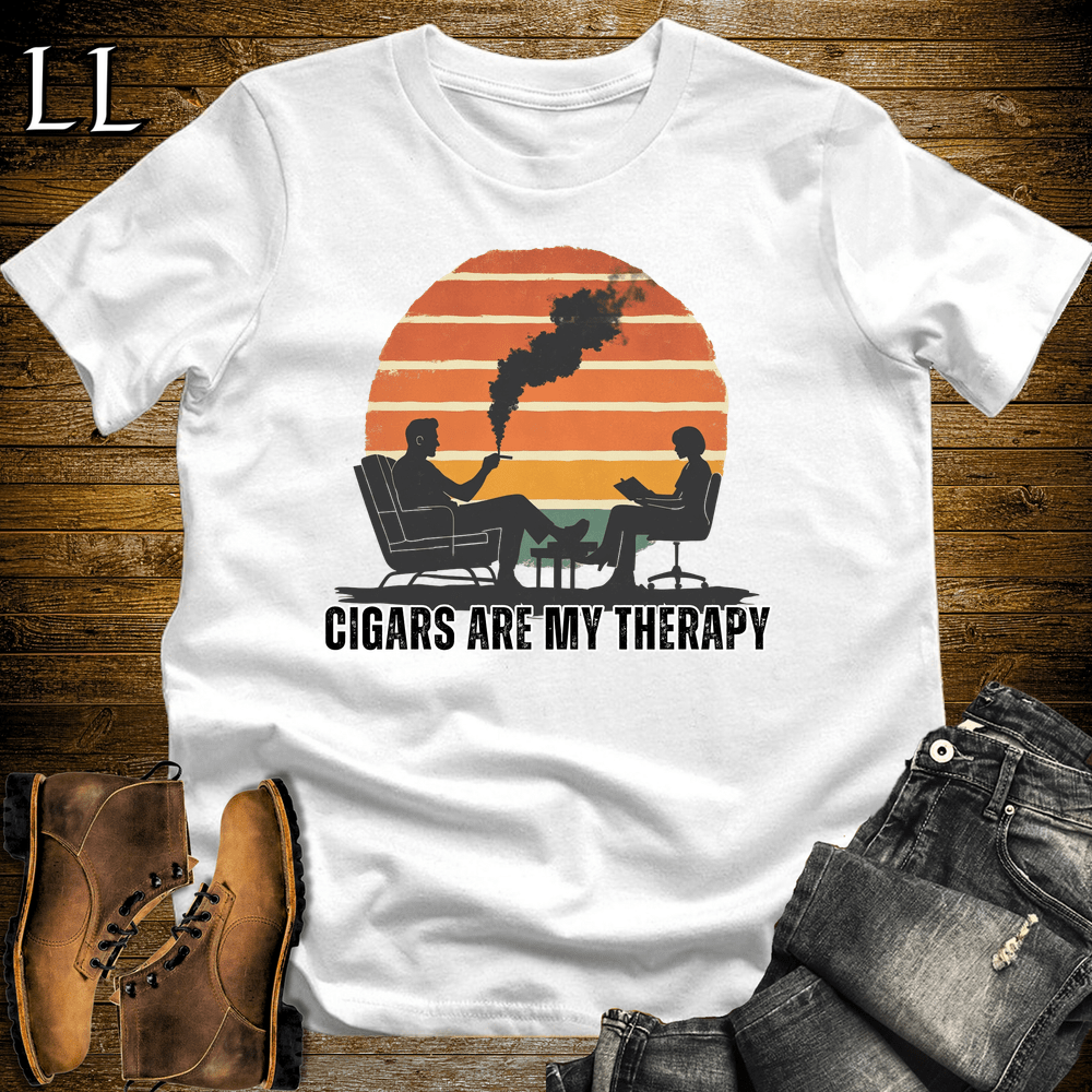 Cigars Are My Therapy Shirt White | Funny Cigar Lover Tee