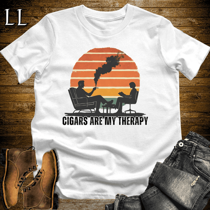 Cigars Are My Therapy Shirt White | Funny Cigar Lover Tee