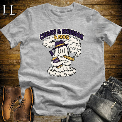 Cigars Bourbon & Boos Ghost Crest T-Shirt Sport Grey | Ghost Crest Cigar Bourbon Shirt