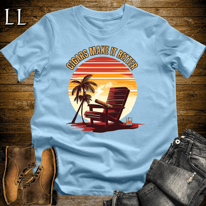 Cigar Makes It Better Shirt Light Blue | Funny Cigar Tee