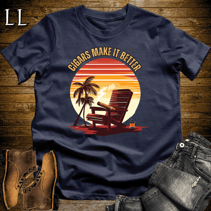 Cigar Makes It Better Shirt Navy | Funny Cigar Tee