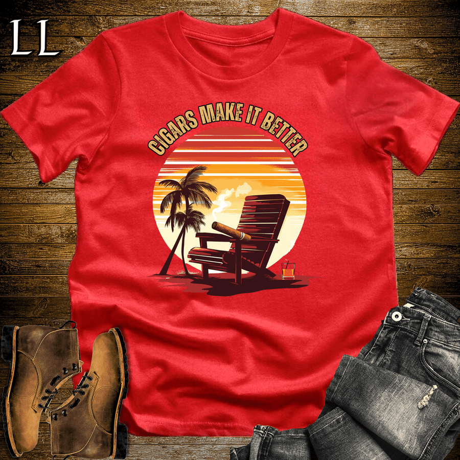 Cigar Makes It Better Shirt Red | Funny Cigar Tee