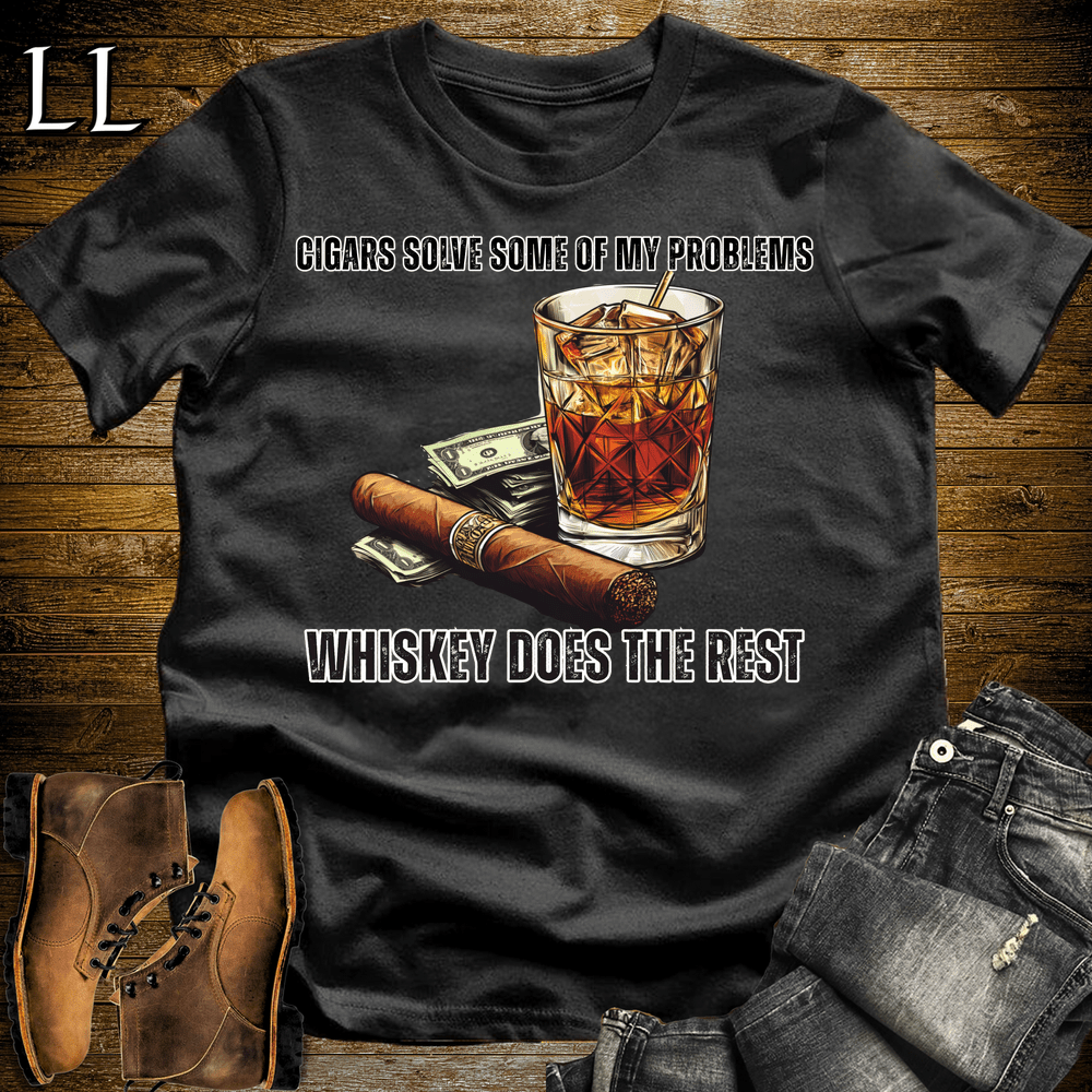 Cigars Solve Some Problems Softstyle T-Shirt Black | Funny Cigar Gift