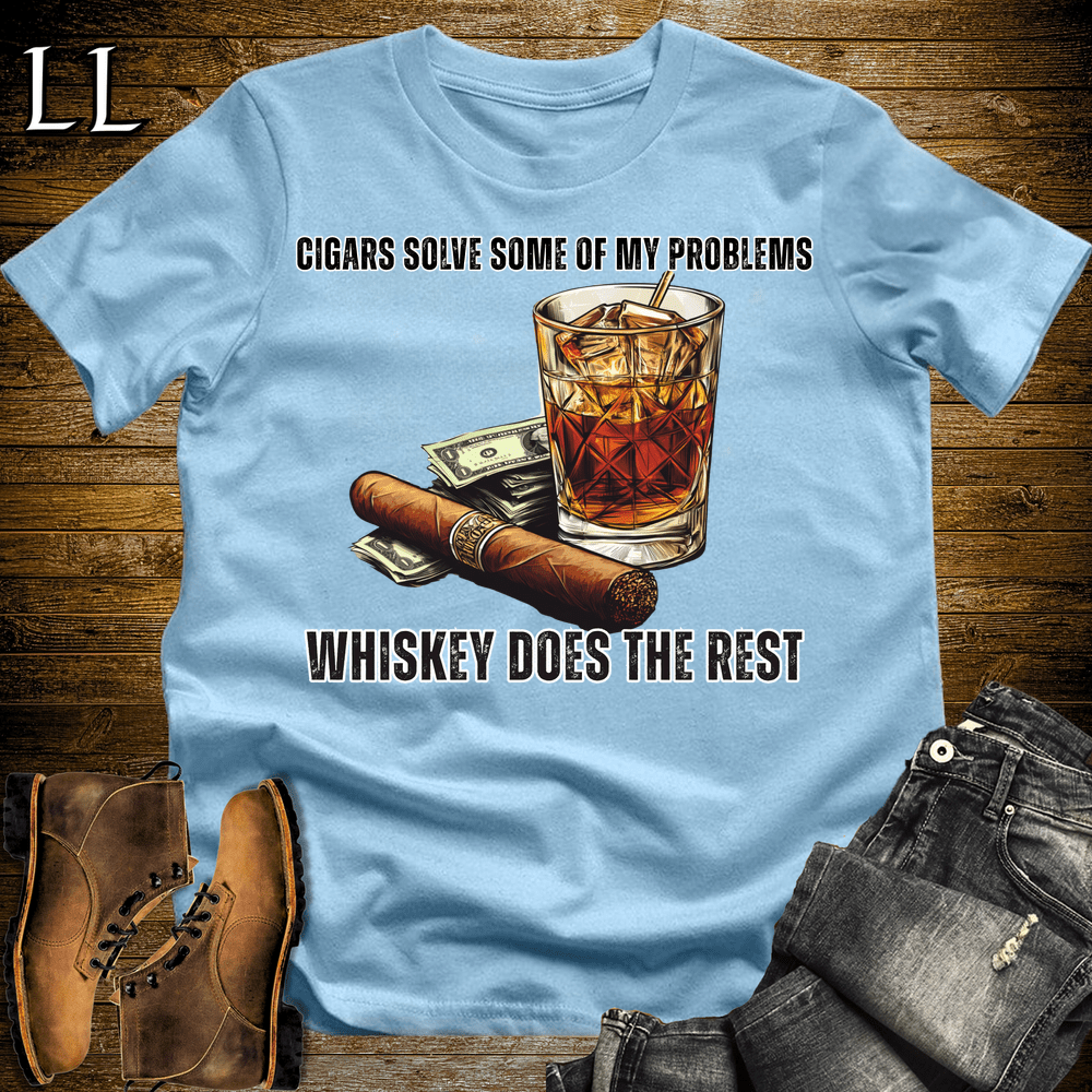 Cigars Solve Some Problems Softstyle T-Shirt Light Blue | Funny Cigar Gift